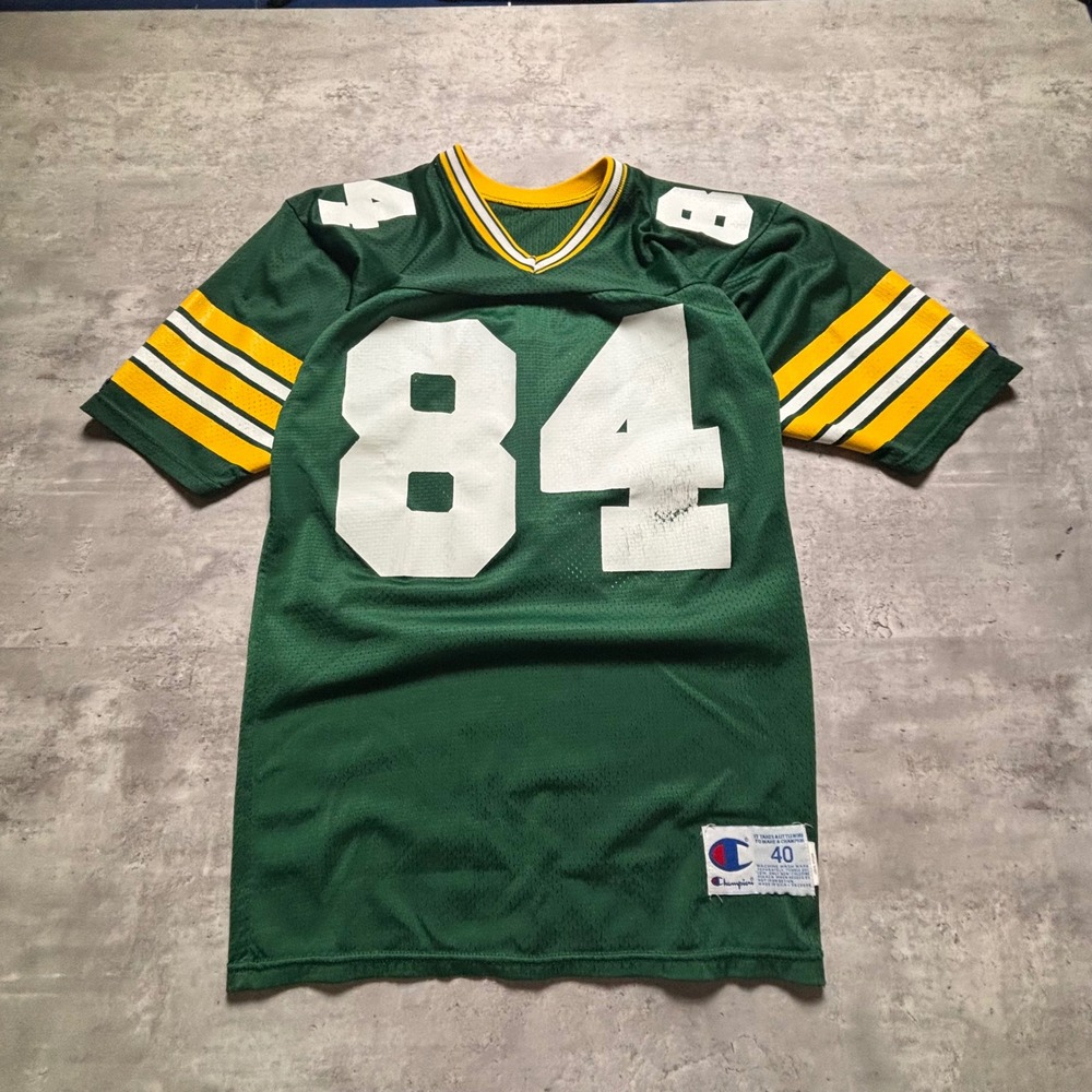 Champion Green Bay Packers Jersey 40 Green Sterling Sharpe Vintage NFL Mesh